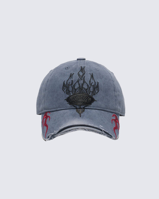 Vintage Washed Flame Embroidery Cap