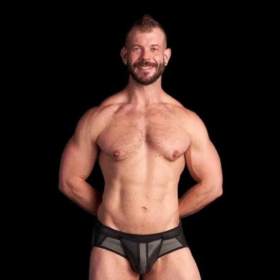 Mr S Leather Neo Air Mesh All Access Brief | Black/Grey