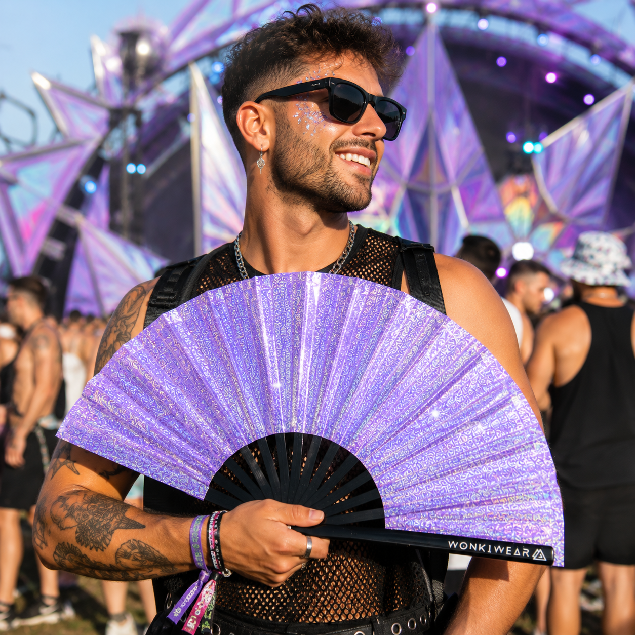 Lilac Glitter XL Festival Fan