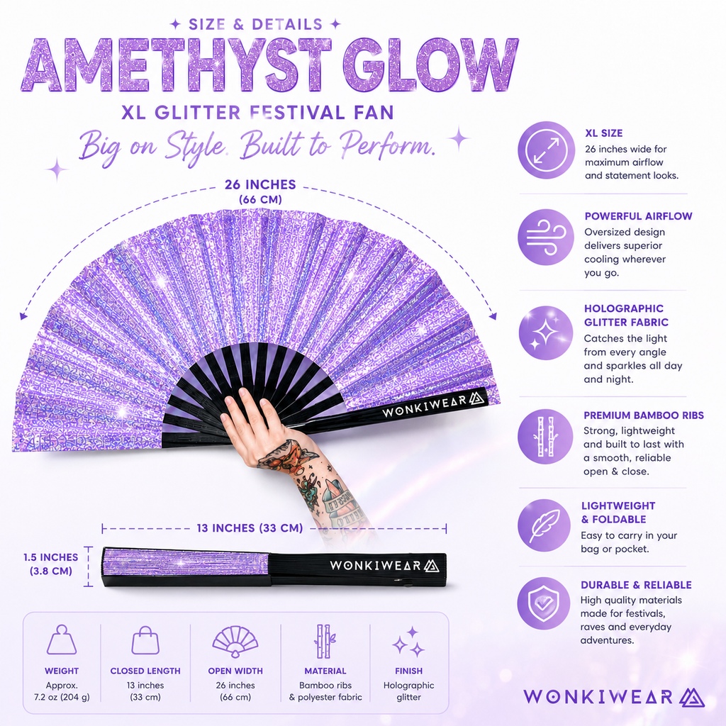 Lilac Glitter XL Festival Fan