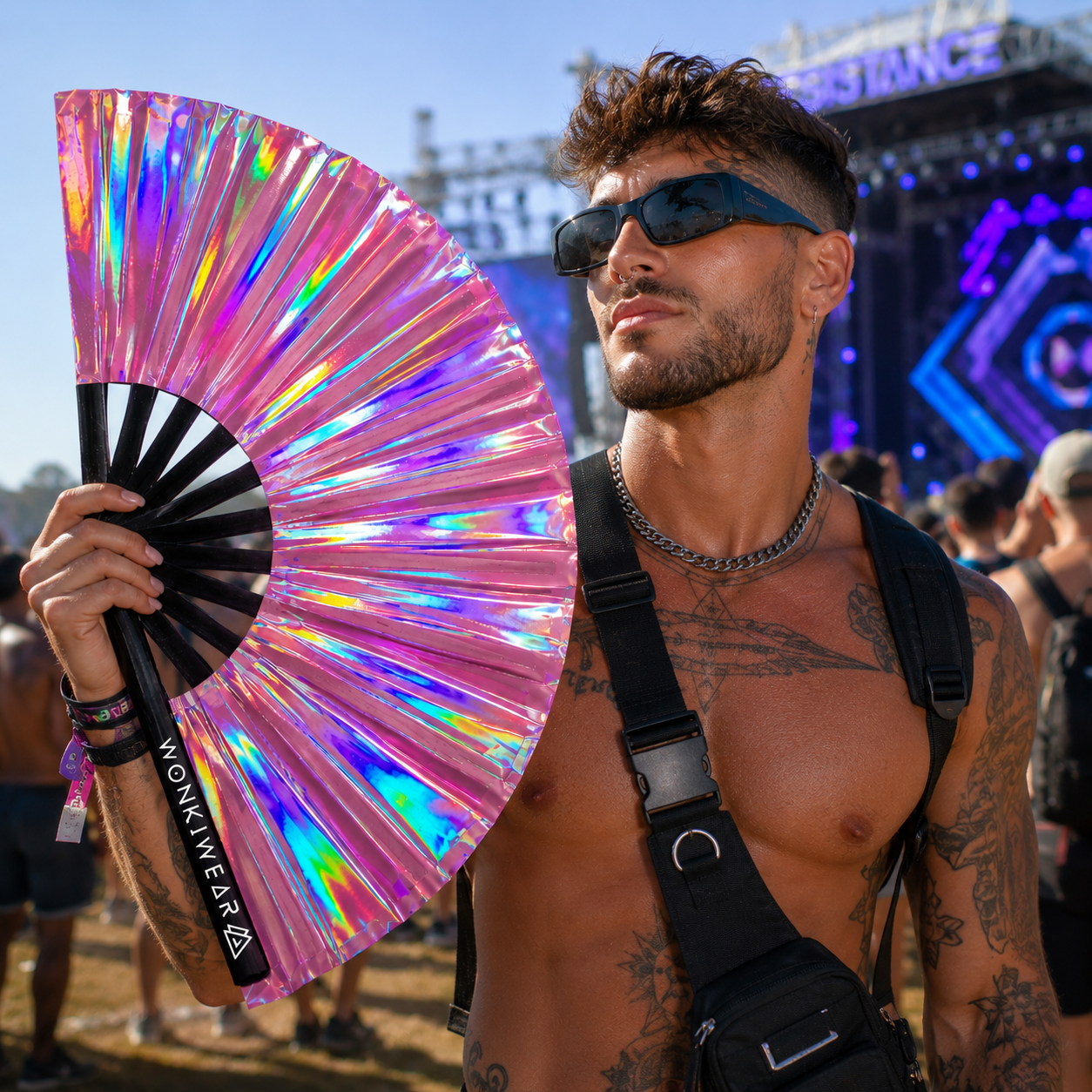Aurora Galaxy Iridescent Festival Fan