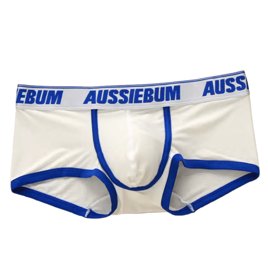 Aussiebum Mesh Trunks White/Blue - The Pup Play Hub
