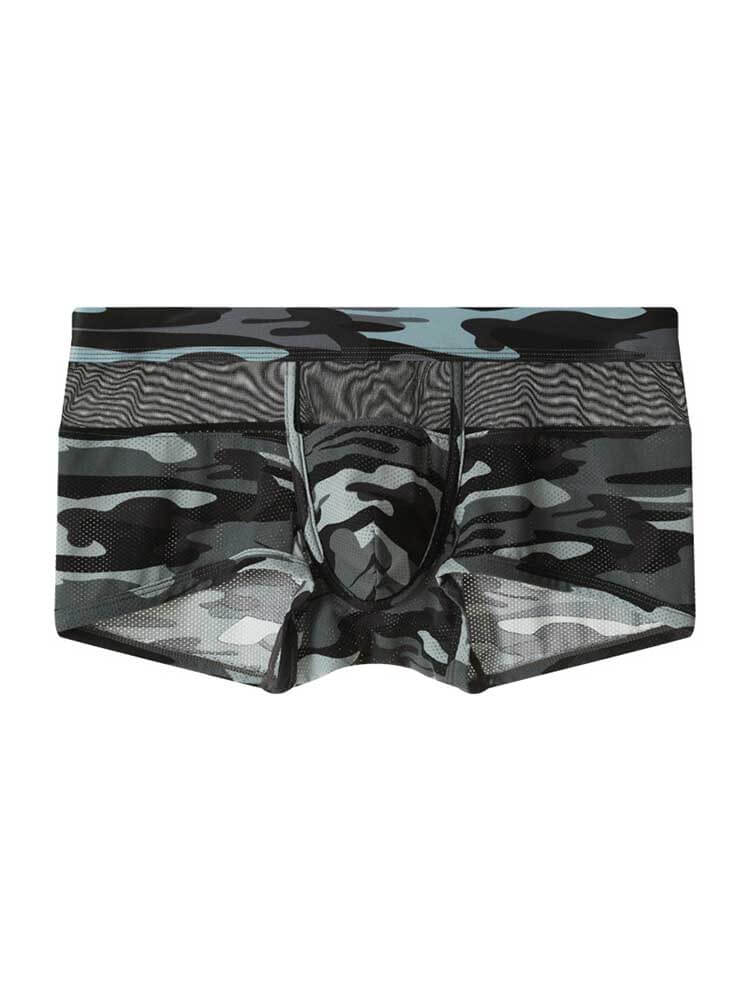 Men's Camouflage Mesh Colorblock Stretch Trunks