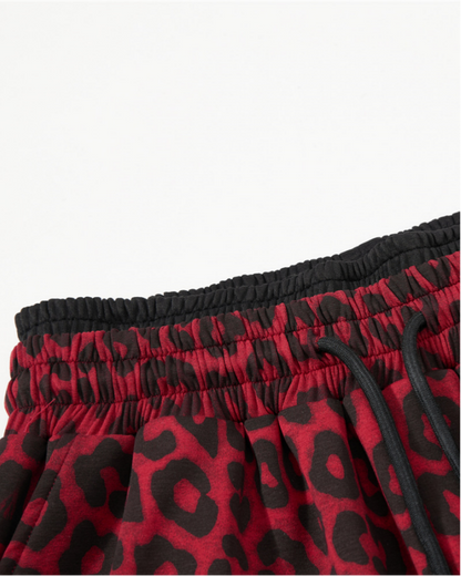 American High Street Style Leopard Print And Letter Print Capri Pants