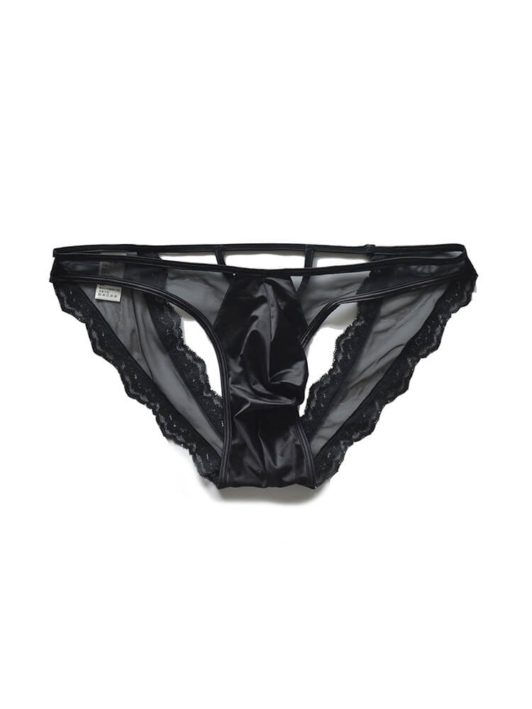 Men's Sexy Low-Rise Hollow Sheer Lace Thong