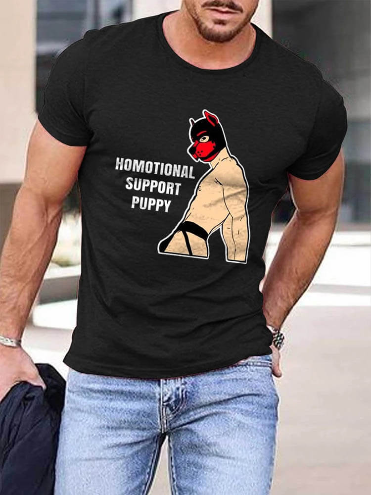 Men's LGBT Homotional Support Puppy Print T-Shirt