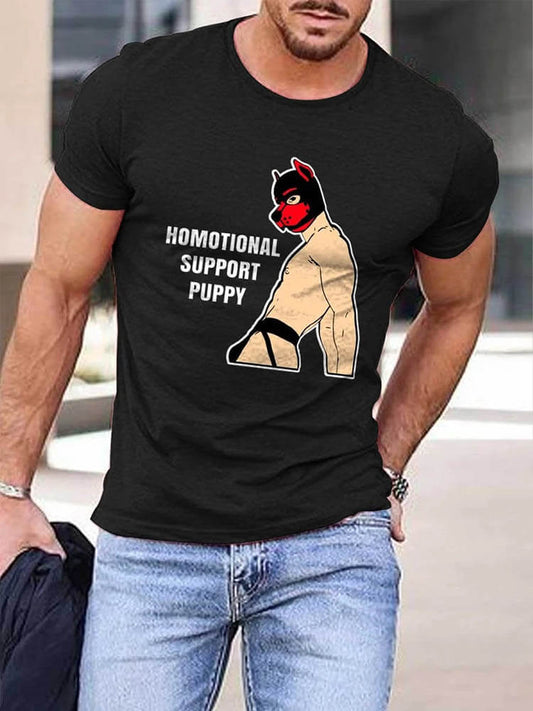 Men's LGBT Homotional Support Puppy Print T-Shirt