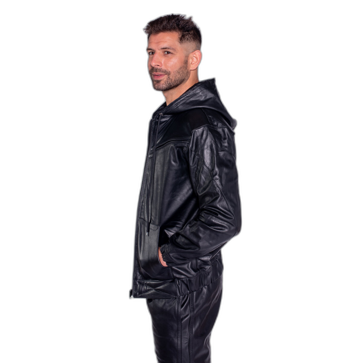 Prowler RED V Sports Leather Jacket Black