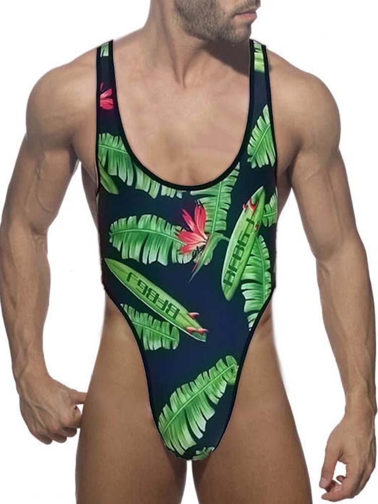 Men's Cutout Thong Bottomless Bodysuit