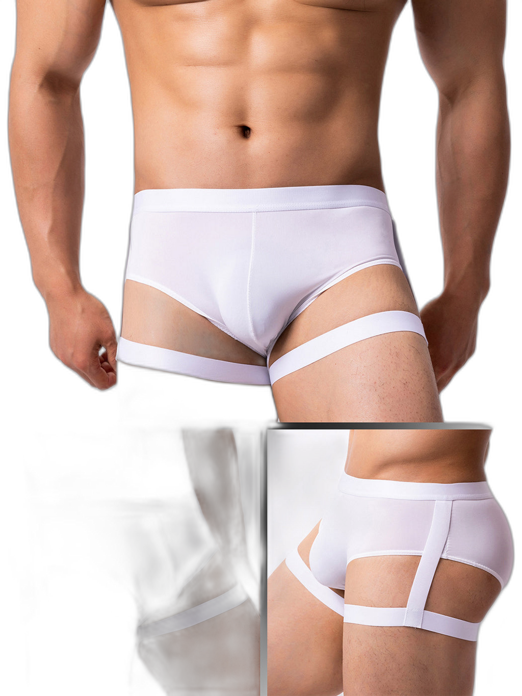 Men’s Sexy Solid Color Suspender Briefs