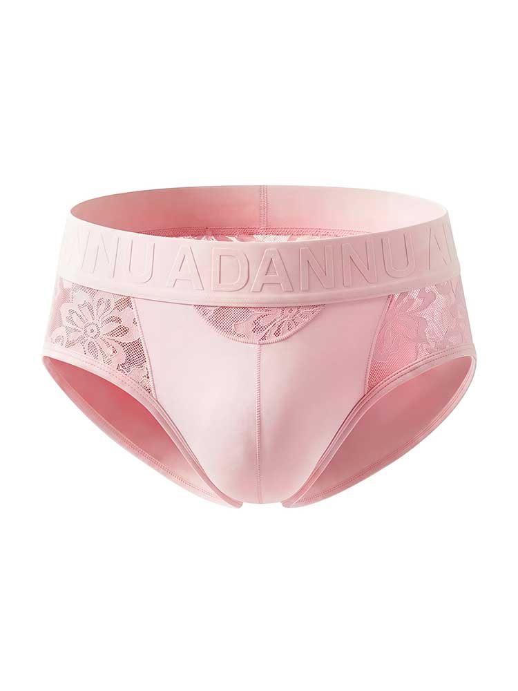 Men's Sexy Solid-Color Cutout Lace Modal Briefs