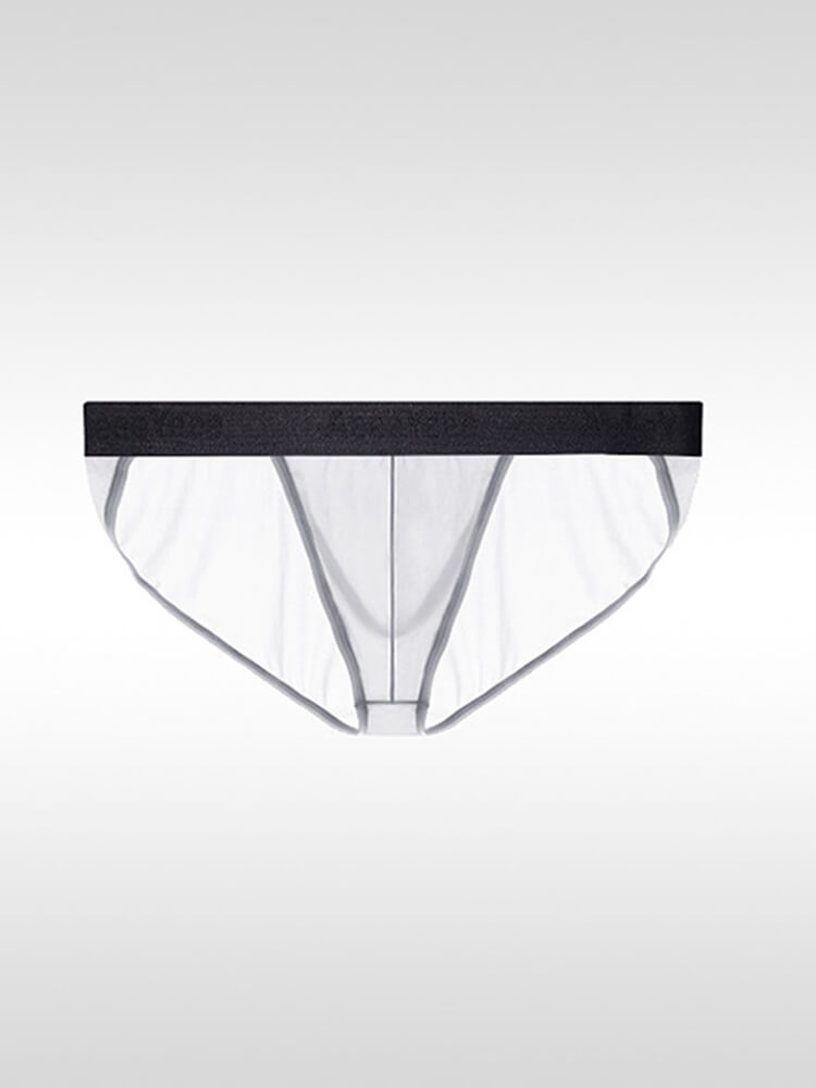 Men's Sexy Low-Rise High-Cut Ice Silk Large Pouch Briefs