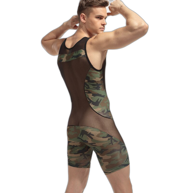 Men's Camouflage Army Mesh Bodysuit