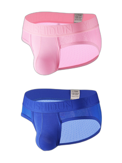 2 Pack Men's Low Rise Mesh Large Pouch U-convex Breathable Comfortable Briefs
