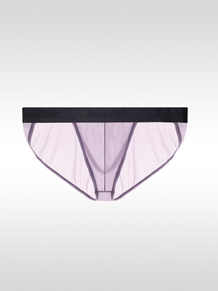 Men's Sexy Low-Rise High-Cut Ice Silk Large Pouch Briefs