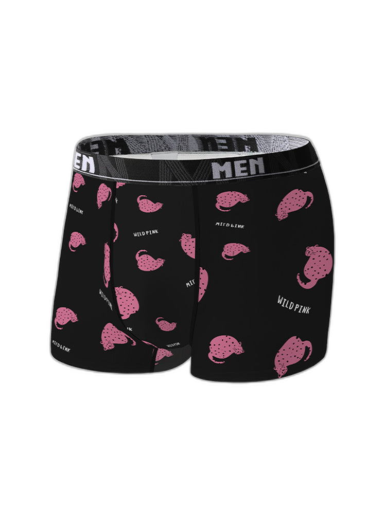 4-Pack Men's Leopard Print Mid-Rise Breathable Trunks