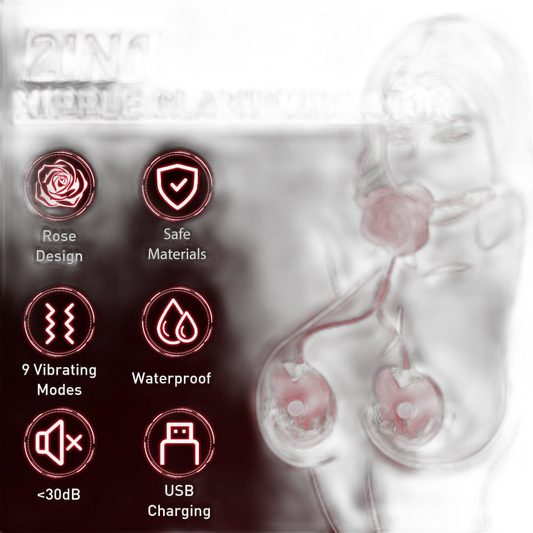 Rose Vibrating Nipple Clamps & Ball Gag Set