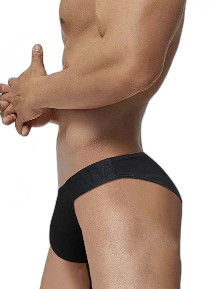 2 Pack Men's Low-Rise High-Cut Ribbed Cotton Bikini