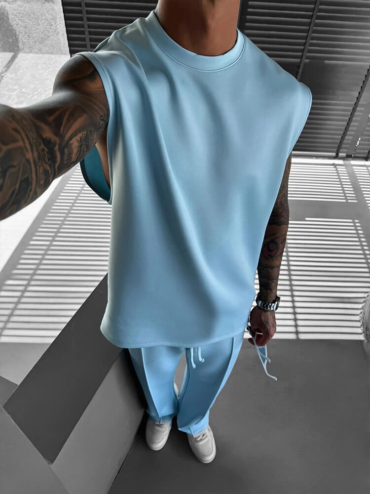 Men's Casual Sleeveless Vest Trousers Sports Suit