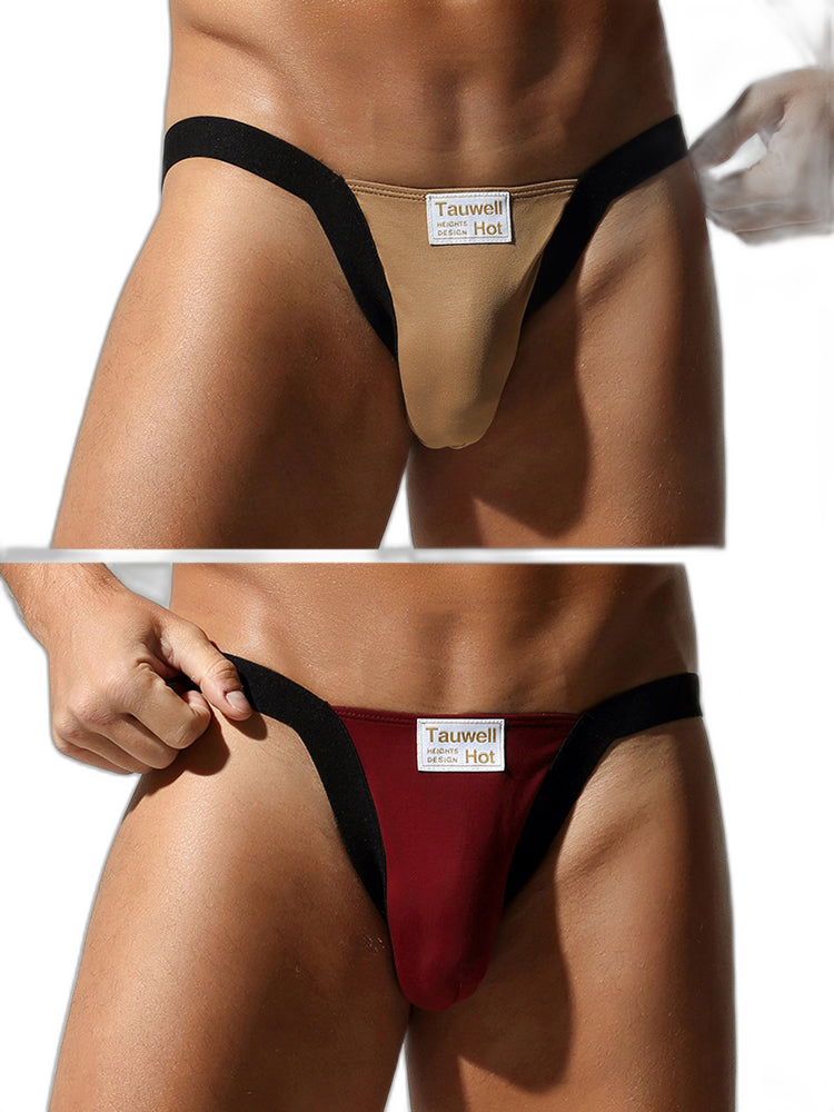 2 Pack Men's Ultra-Soft Cotton Low-Rise Sexy Anti-Chafing Stretch Jockstrap