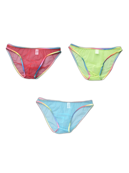 3-pack Men's Ultra-sheer Rainbow-edge Mesh Briefs