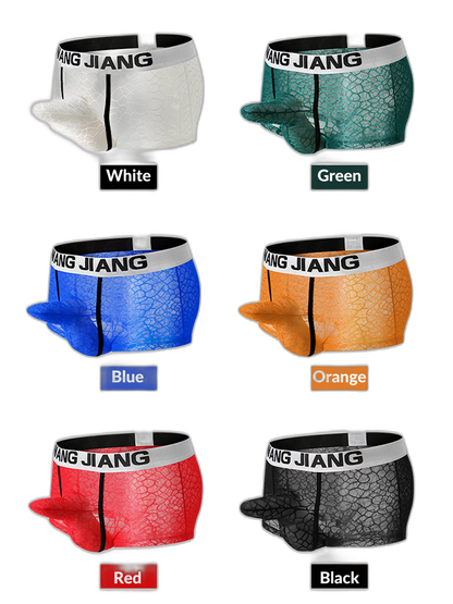 2 Pack Men's Ice Silk Lace Solid Sexy Trunks
