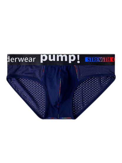 Men's Mesh Briefs With Colorful Spliced Lines