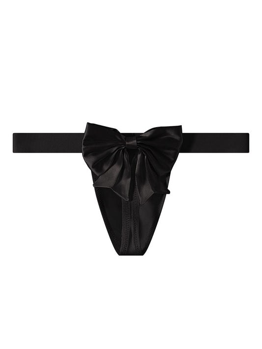 Men's Sexy Bow Detail Low-Rise Solid Color Thong