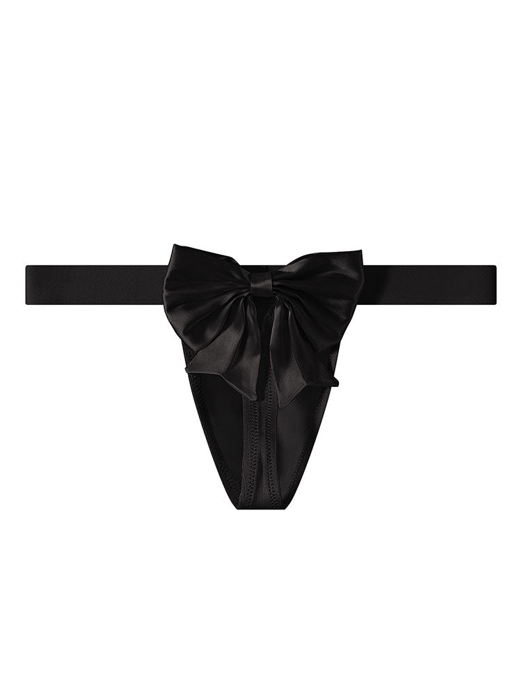 Men's Sexy Bow Detail Low-Rise Solid Color Thong
