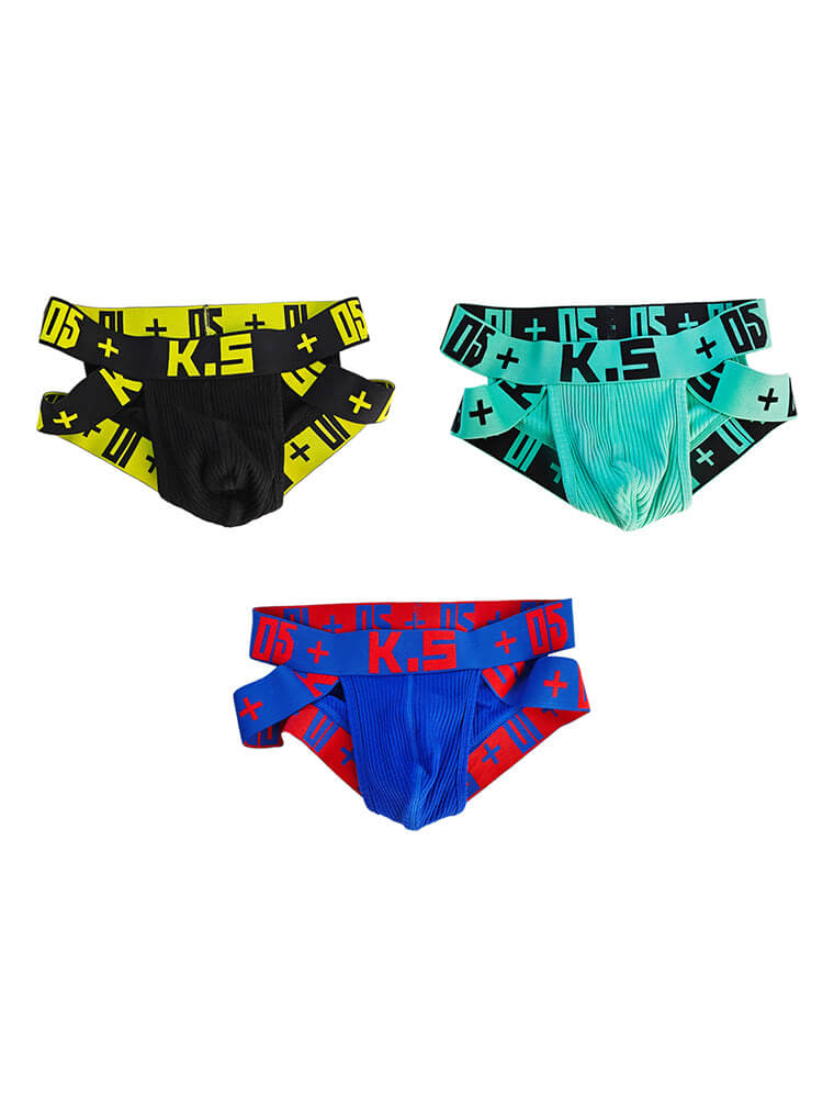 Men's Sexy High-Cut Ribbed Cotton Athletic Briefs