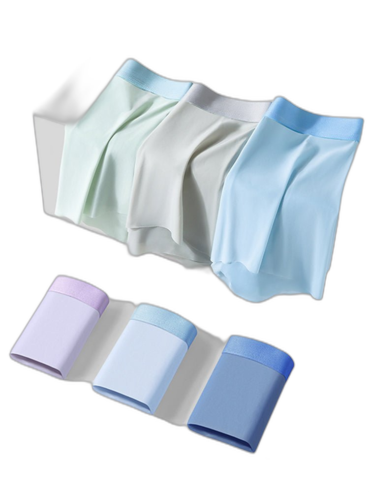 4-Pack Men's Stretch Fit Anti-Odor Seamless Ice Silk Trunks
