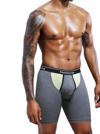 Dual Pouch Men's Long Legs Sports Boxer Briefs