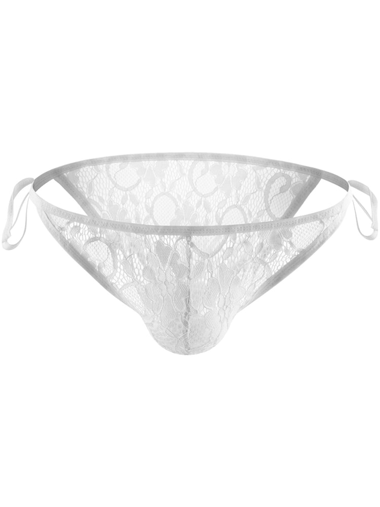 Men's Sexy Lace Strappy Side Split Sheer Briefs