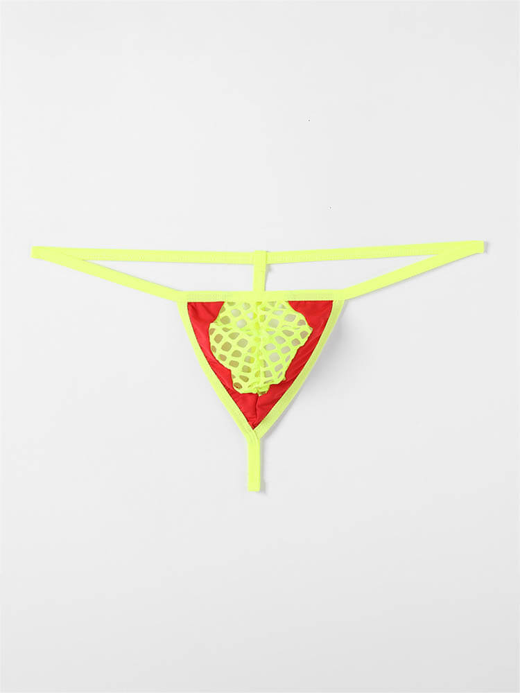 Men's Hollow Mesh Sexy Colorblock Thong