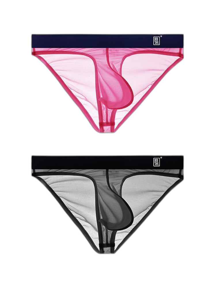 Men's Ultra Thin Ice Silk See-through Briefs