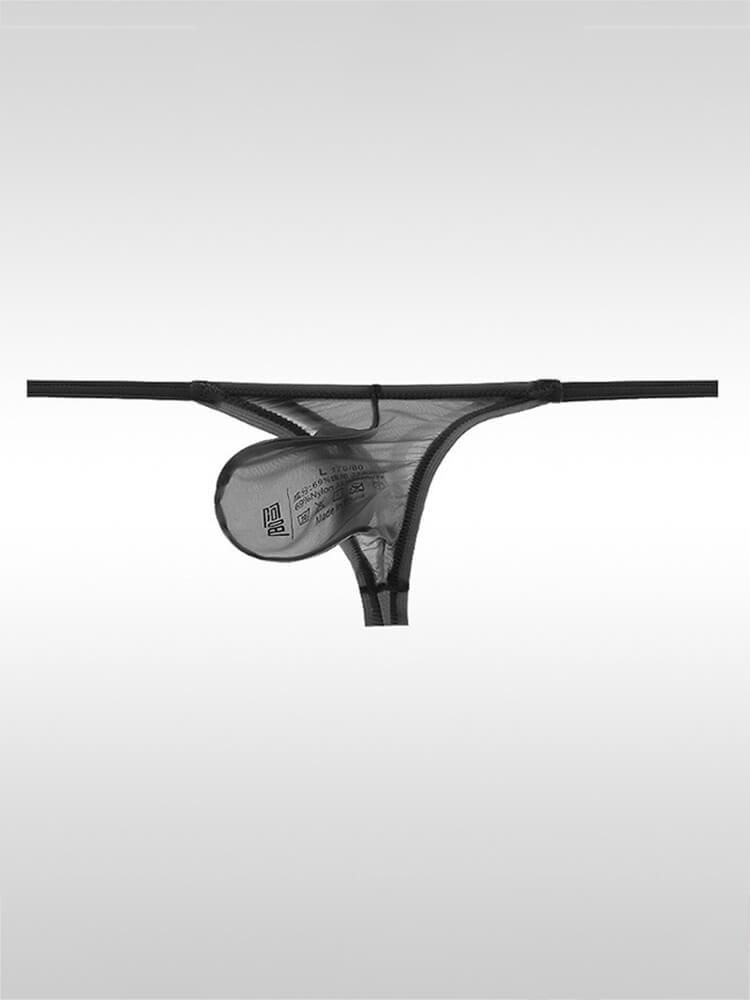 Men's Sexy Sheer U-Bulge Pouch Ice Silk Thong
