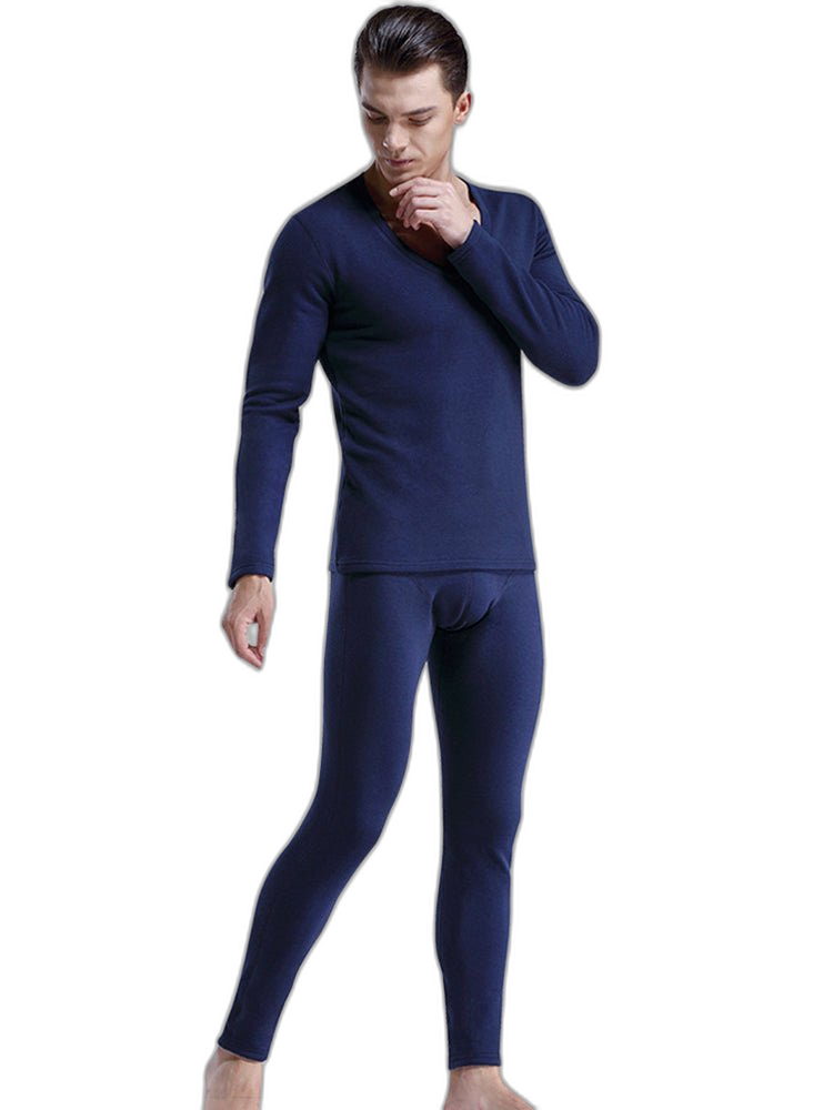 V-Neck Thermal Underwear With Fleece Lined