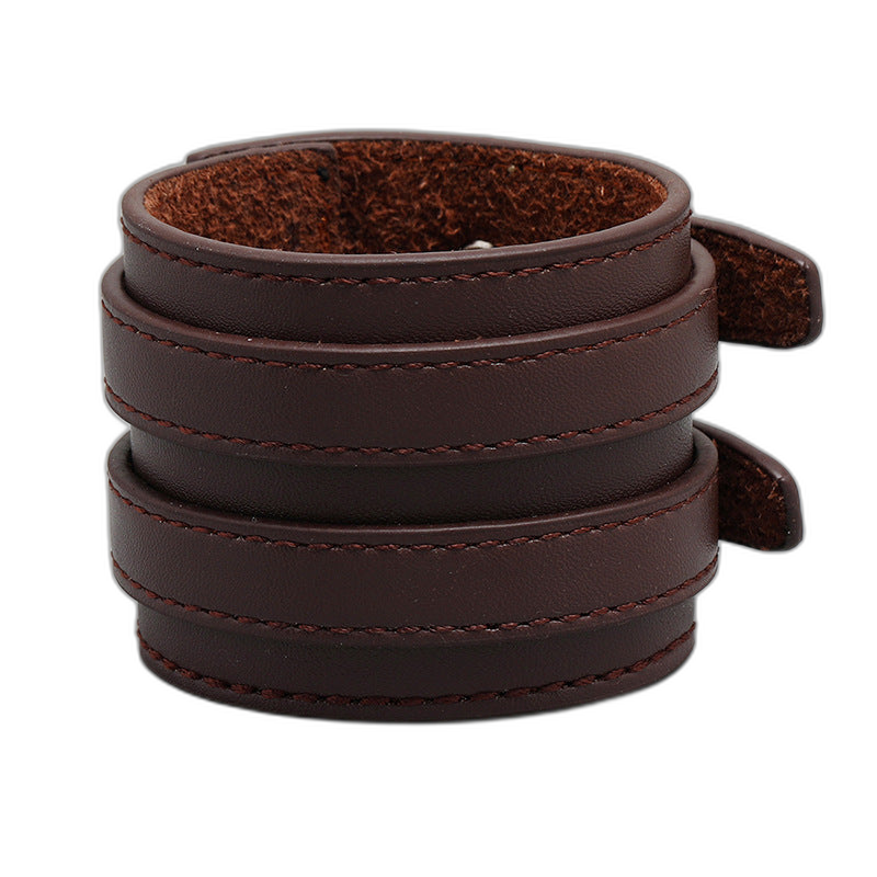 Adjustable Leather Dual-Buckle Bracelet