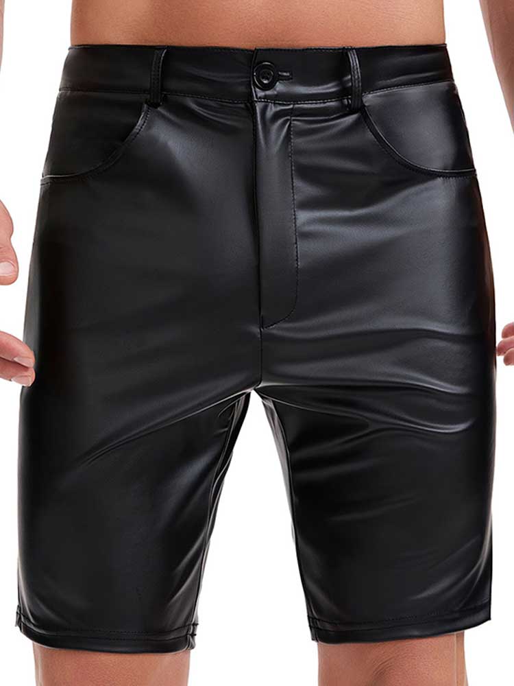 Men's Matte PU Leather Casual Shorts