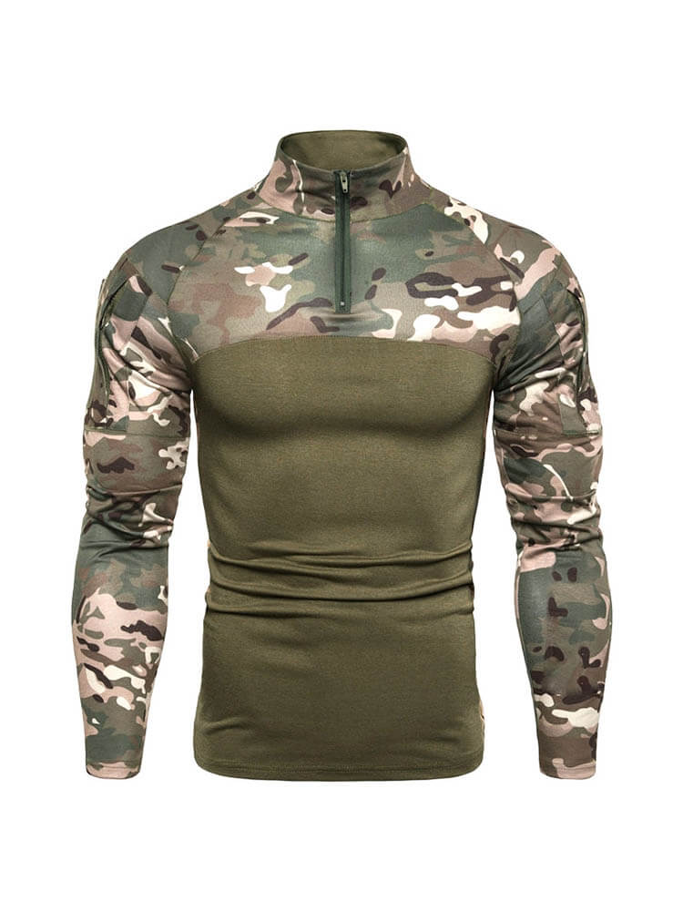 Men's Camouflage Colorblocked Long-Sleeve Top