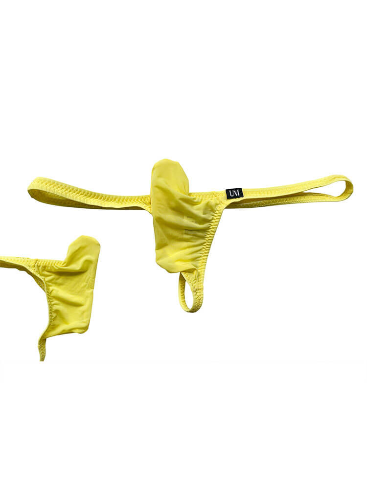 Men's Sexy Upward-Curving Design Ice Silk Thong