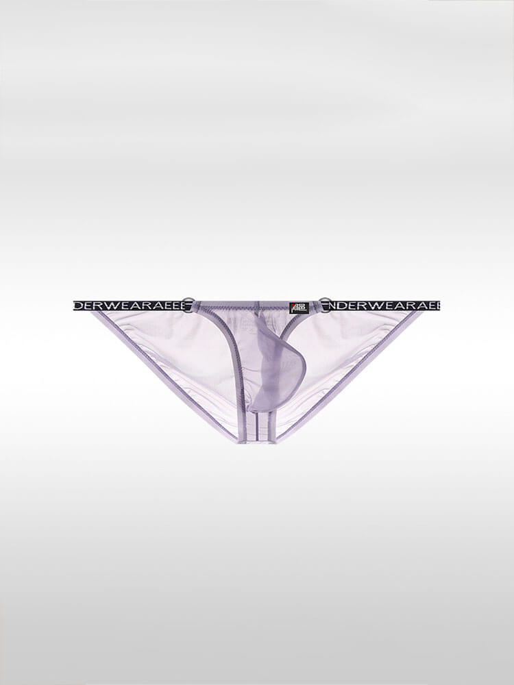 Men's Sexy Ultra-Thin Sheer Ice Silk Letter Belt Thong