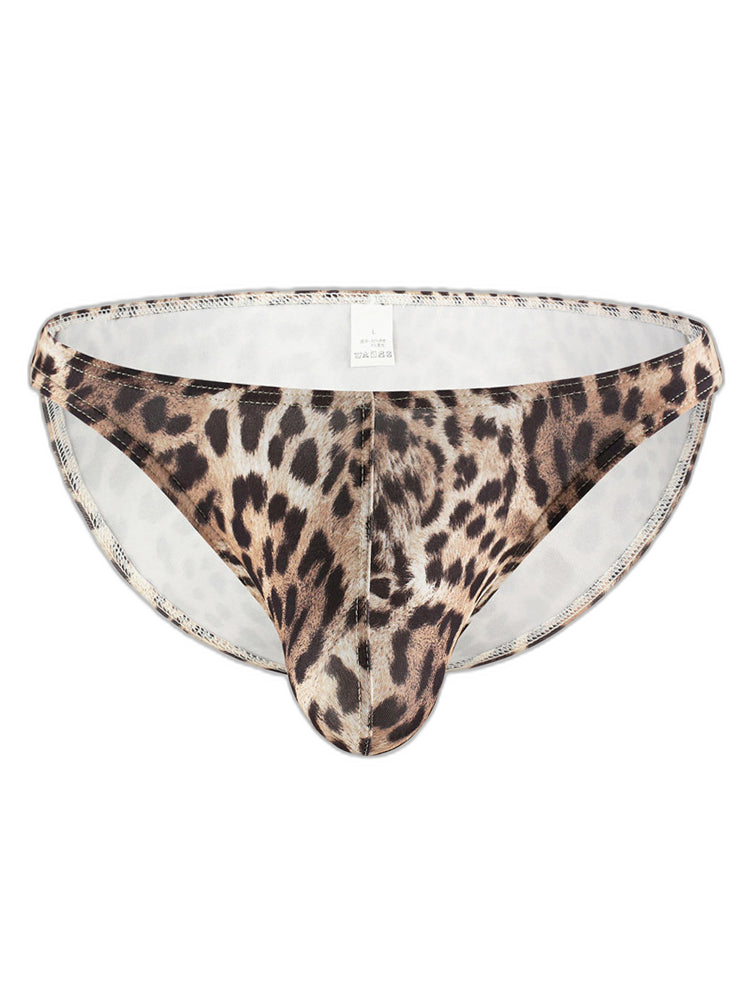 4 Pack Men's U-Convex Leopard Print Nylon Bikini