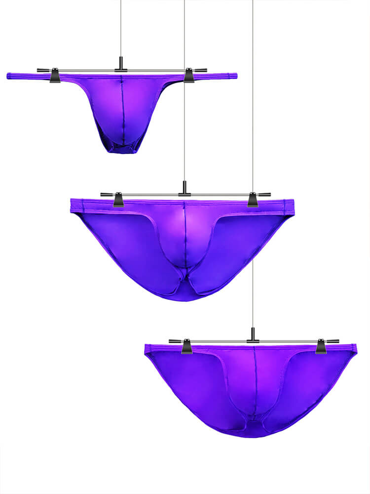 Men's Sexy Purple High-Cut Thin-Strap Briefs