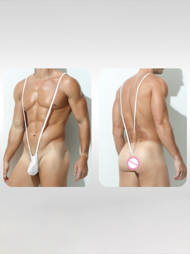Men's Sexy Seamless Large Pouch Stretchy Bodysuit Thong