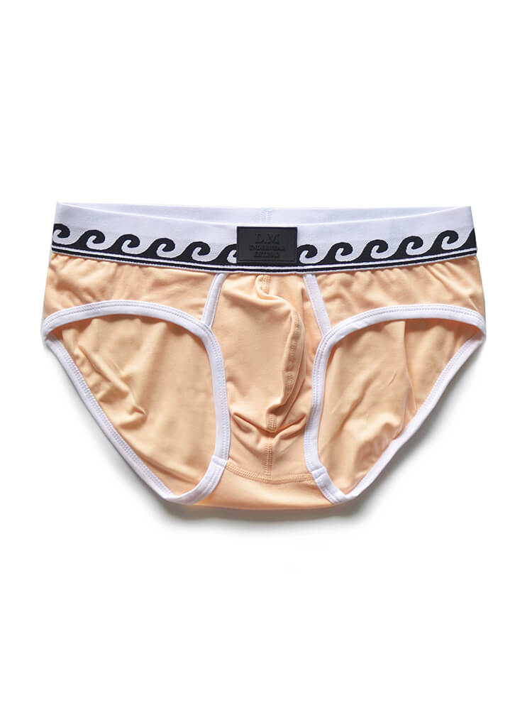 D.M Men's Wavy-Pattern Waistband U-Pouch Briefs