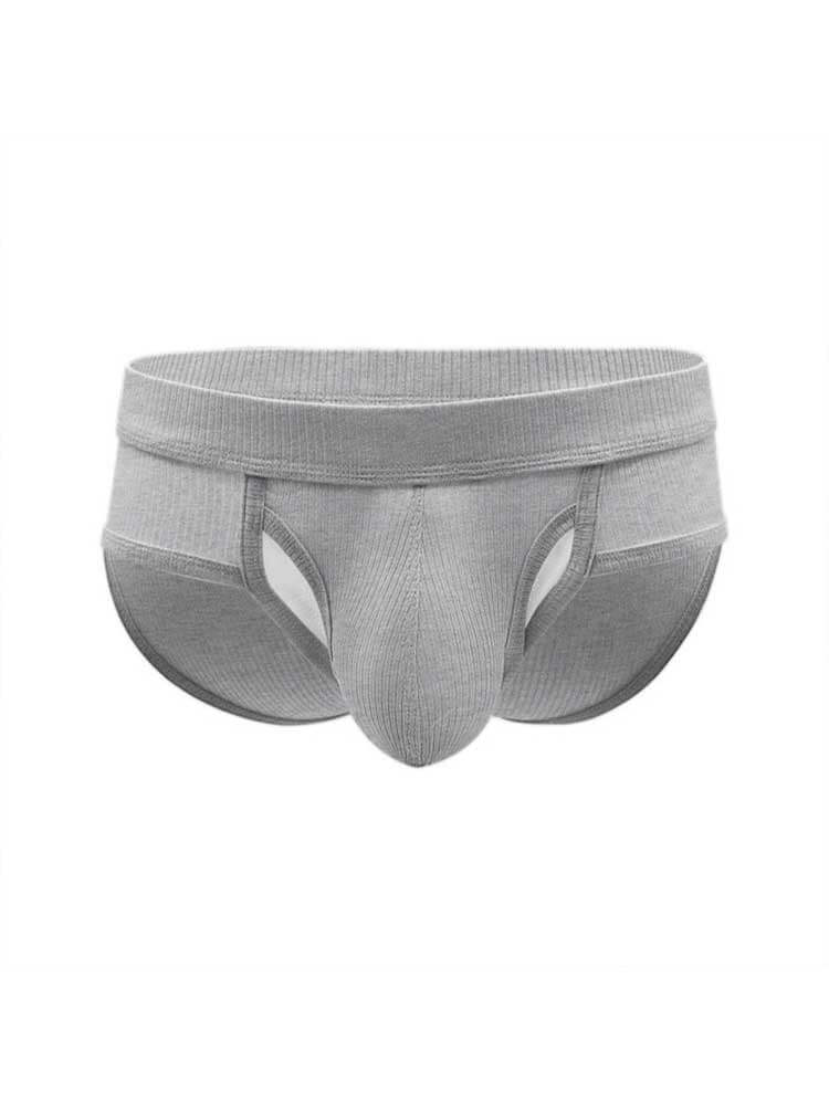 Men's Sexy Ribbed Separate Large Pouch Briefs