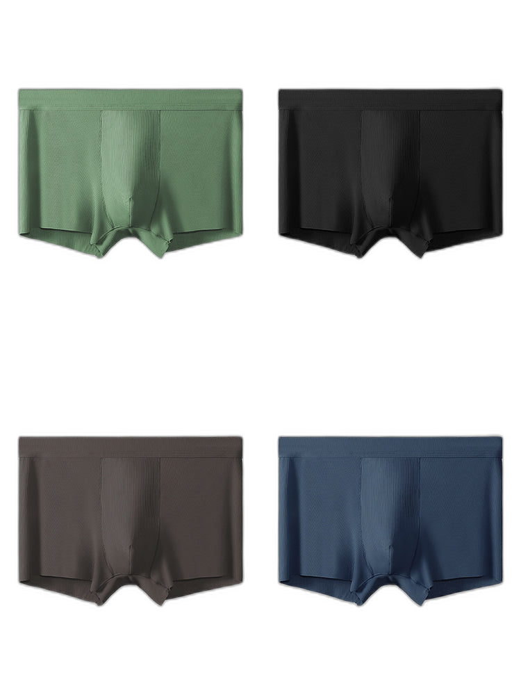 4 Pack Men's Ice Silk Seamless Trunks Underwear