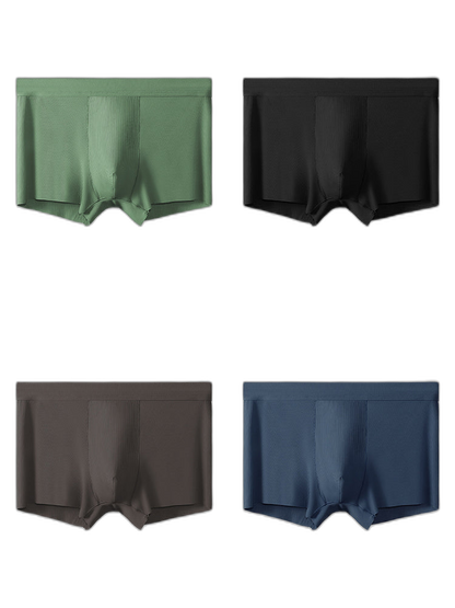 4 Pack Men's Ice Silk Seamless Trunks Underwear