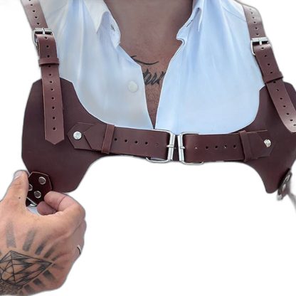 PU Leather Light Brown Chest Harness